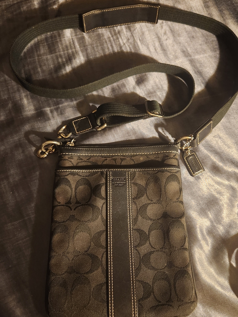 Coach Black Signature Crossbody Bag with Strap